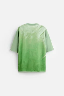 ZARA Camisola / Casacos|T-Shirts^T-SHIRT COM ESTAMPADO DE T-SHIRT Verde