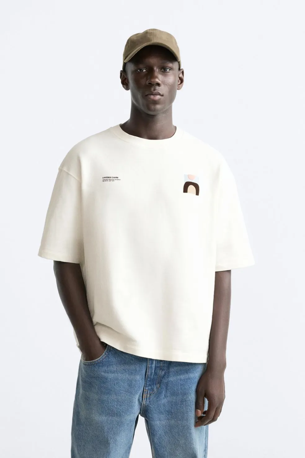 ZARA Sweatshirts|T-Shirts^T-SHIRT COM ESTAMPADOS EM CONTRASTE Branco-marfim