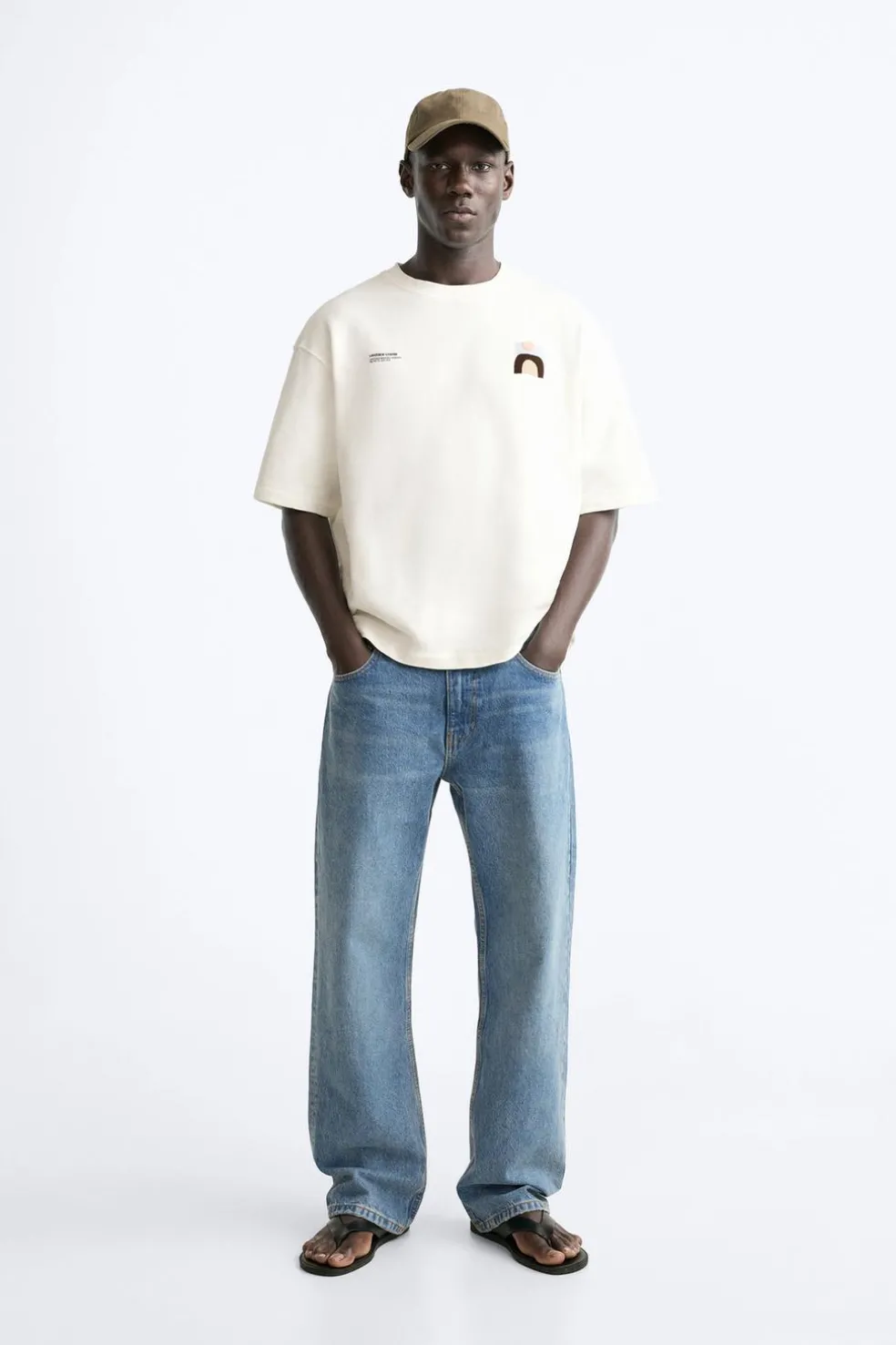 ZARA Sweatshirts|T-Shirts^T-SHIRT COM ESTAMPADOS EM CONTRASTE Branco-marfim