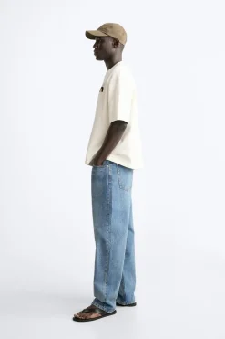 ZARA Sweatshirts|T-Shirts^T-SHIRT COM ESTAMPADOS EM CONTRASTE Branco-marfim