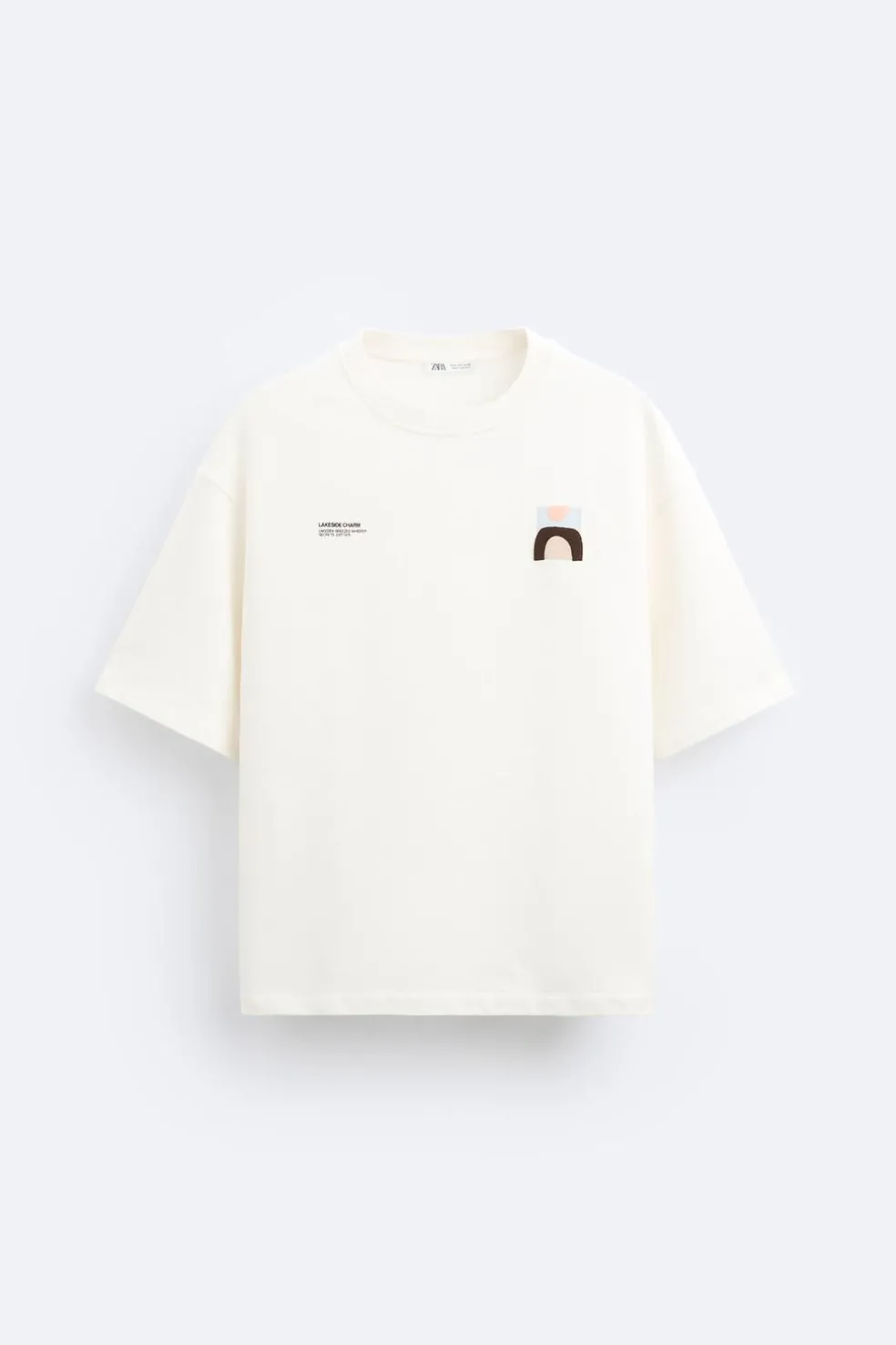 ZARA Sweatshirts|T-Shirts^T-SHIRT COM ESTAMPADOS EM CONTRASTE Branco-marfim