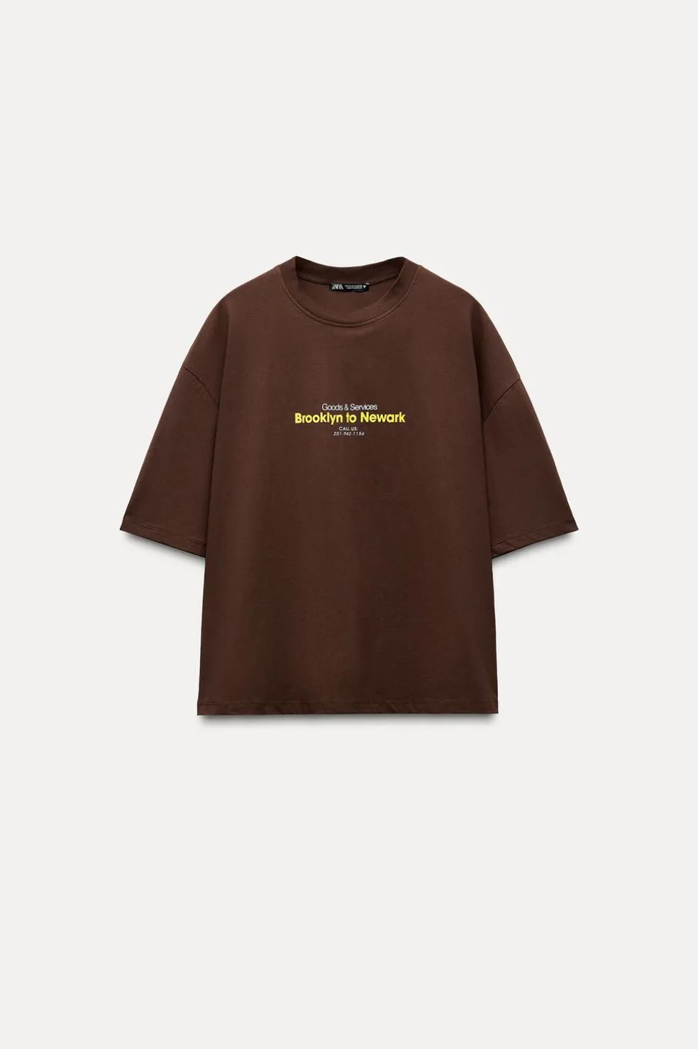ZARA Winter Layersnew|T-Shirts^T-SHIRT COM MENSAGEM Castanho