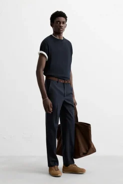 ZARA Camisola / Casacos|T-Shirts^T-SHIRT DE MALHA 100% LÃ LIMITED EDITION Azul-marinho
