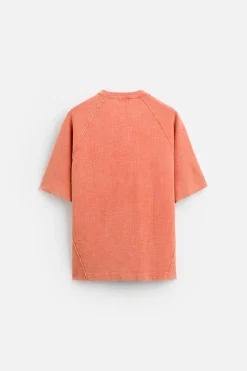 ZARA Camisola / Casacos|T-Shirts^T-SHIRT DE MALHA BLEACH Laranja