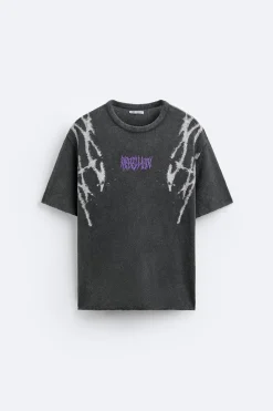 ZARA Camisola / Casacos|T-Shirts^T-SHIRT DE MALHA COM ESTAMPADO EM RELEVO Cinzento-antracite