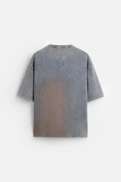 ZARA Camisola / Casacos|T-Shirts^T-SHIRT DE MALHA COM ESTAMPADO ABSTRATO Azul / Índigo