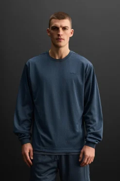 ZARA Sweatshirts|T-Shirts^T-SHIRT ESTRUTURA REDE Azul-marinho