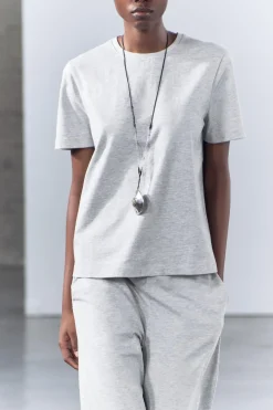 ZARA Sweatshirts / Joggers|T-Shirts^T-SHIRT HEAVY COTTON Cinzento-vigoré