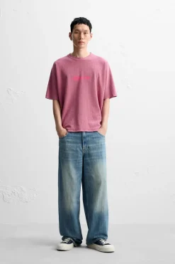 ZARA Camisola / Casacos|T-Shirts^T-SHIRT MALHA COM REMENDO Rosa