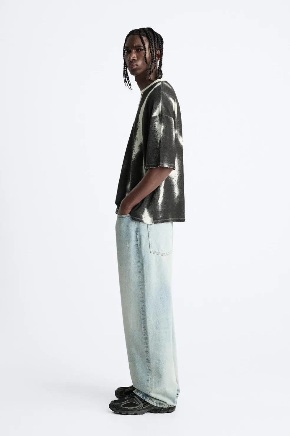 ZARA Camisola / Casacos|T-Shirts^T-SHIRT MALHA ESTAMPADO SPRAY Branco-marfim