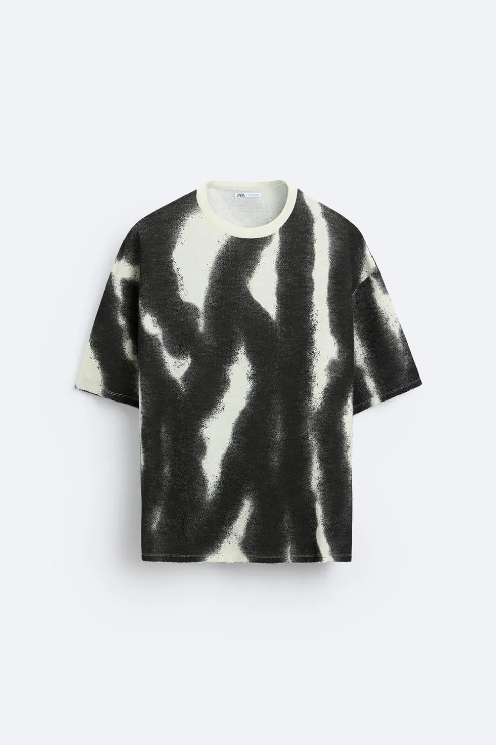 ZARA Camisola / Casacos|T-Shirts^T-SHIRT MALHA ESTAMPADO SPRAY Branco-marfim