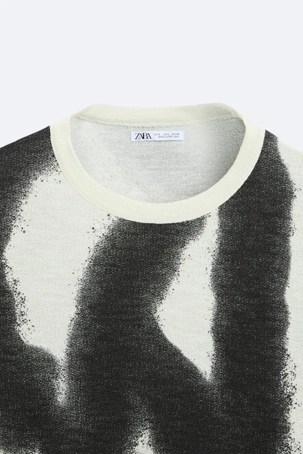 ZARA Camisola / Casacos|T-Shirts^T-SHIRT MALHA ESTAMPADO SPRAY Branco-marfim