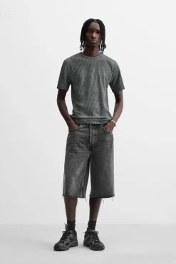 ZARA Camisola / Casacos|T-Shirts^T-SHIRT MALHA ESTAMPADO SPRAY Preto