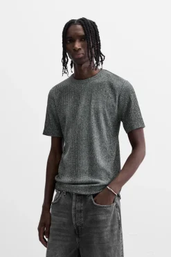 ZARA Camisola / Casacos|T-Shirts^T-SHIRT MALHA ESTAMPADO SPRAY Preto