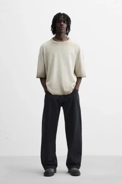 ZARA Camisola / Casacos|T-Shirts^T-SHIRT MALHA ESTAMPADO SPRAY torrado