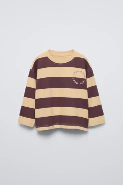 T-SHIRT ÀS RISCAS COM BORDADO-ZARA Outlet