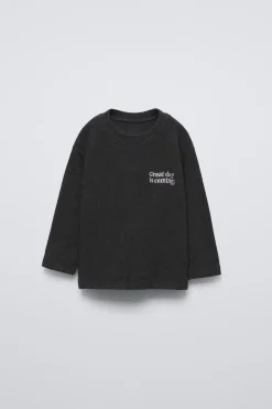 T-SHIRT SUAVE COM TEXTO BORDADO-ZARA Sale