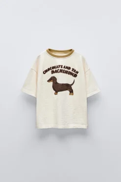 T-SHIRT TECKEL BORDADA-ZARA Clearance