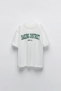 T-SHIRT TEXTO BORDADO-ZARA Outlet