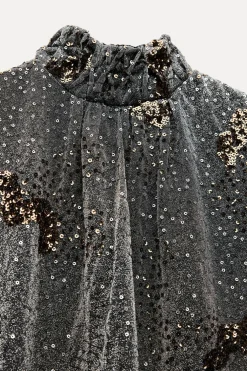 ZARA Vestidos|Cardigan / Camisolas^VESTIDO COMPRIDO DE LANTEJOULAS Prata