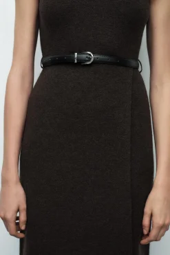 ZARA Vestidos|Cardigan / Camisolas^VESTIDO COMPRIDO DE MALHA COM CINTO Castanho