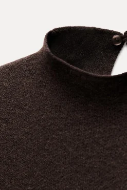 ZARA Vestidos|Cardigan / Camisolas^VESTIDO COMPRIDO DE MALHA COM CINTO Castanho
