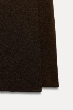 ZARA Vestidos|Cardigan / Camisolas^VESTIDO COMPRIDO DE MALHA COM CINTO Castanho