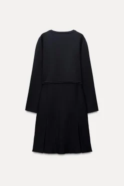 ZARA Vestidos|Cardigan / Camisolas^VESTIDO CURTO DE MALHA COM PREGAS Azul-marinho