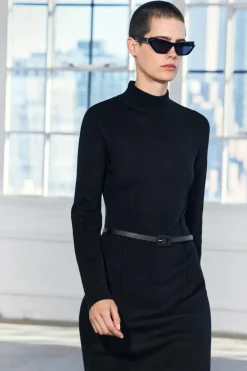 ZARA Vestidos|Cardigan / Camisolas^VESTIDO DE MALHA COM CINTO Preto