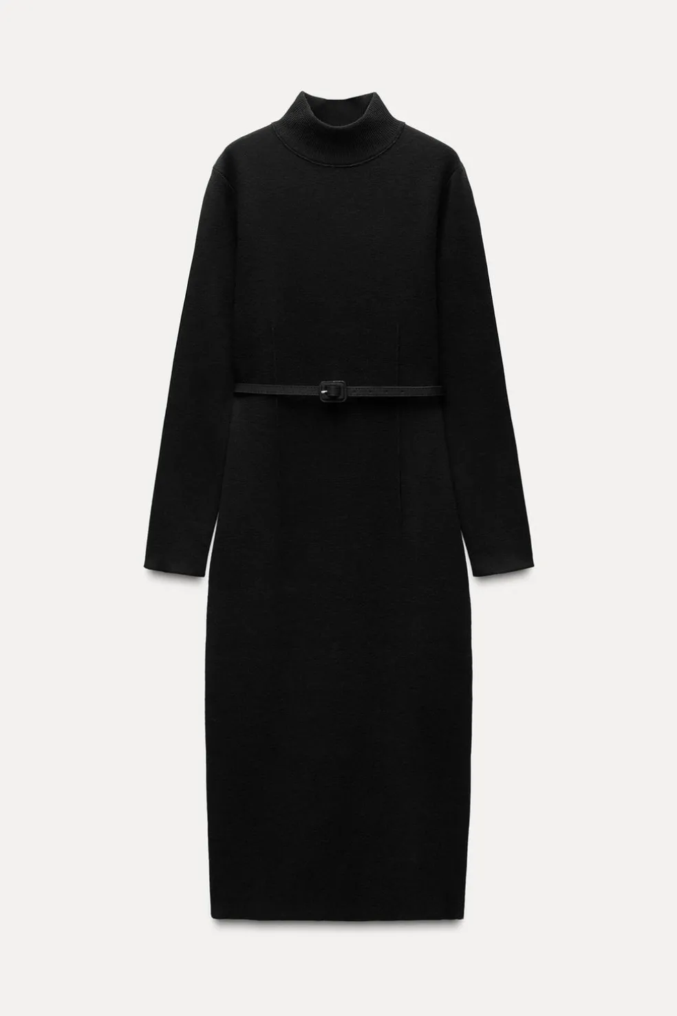 ZARA Vestidos|Cardigan / Camisolas^VESTIDO DE MALHA COM CINTO Preto