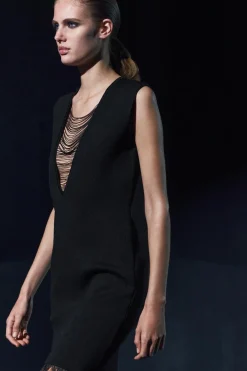 ZARA Vestidos|Cardigan / Camisolas^VESTIDO DE MALHA COM FRANJAS Preto