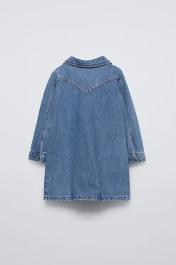 VESTIDO EM DENIM COM BORDADOS-ZARA Online