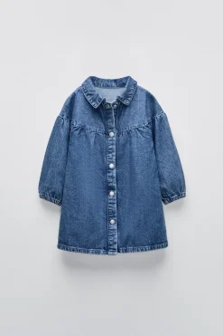 VESTIDO EM GANGA COM ETIQUETA BORDADA-ZARA New