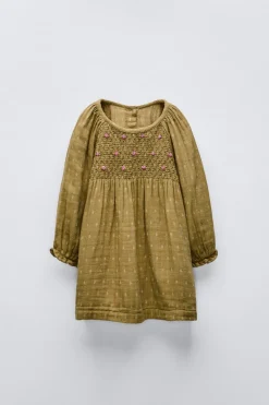 VESTIDO ESTAMPADO COM BORDADO NA PARTE SUPERIOR-ZARA Flash Sale