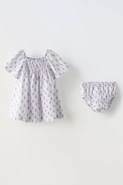 VESTIDO ESTAMPADO COM RISCAS E FLORES-ZARA Hot
