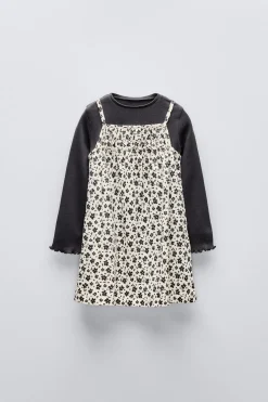 VESTIDO ESTAMPADO COMBINADO COM T-SHIRT-ZARA Store