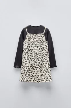 VESTIDO ESTAMPADO COMBINADO COM T-SHIRT-ZARA Store