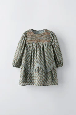 VESTIDO ESTAMPADO NINHO DE ABELHA-ZARA Hot