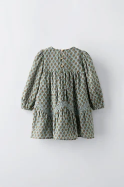 VESTIDO ESTAMPADO NINHO DE ABELHA-ZARA Hot