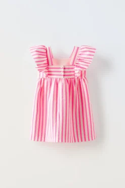 VESTIDO JACQUARD ÀS RISCAS-ZARA Online