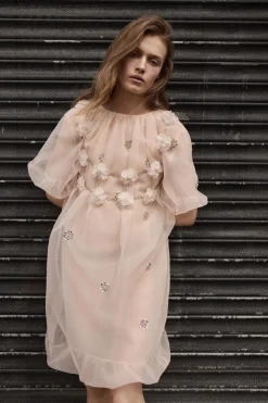 ZARA Vestidos|Lingerie^VESTIDO ORGANZA JOYAS Rosa