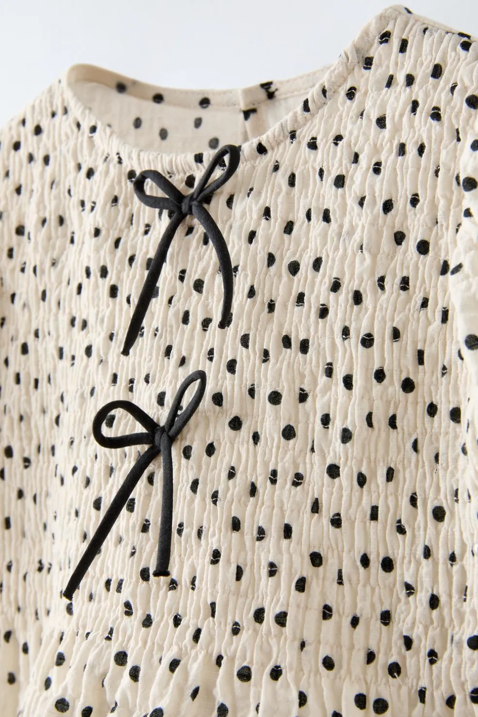 VESTIDO TEXTURA BOLINHAS LAÇOS-ZARA Shop