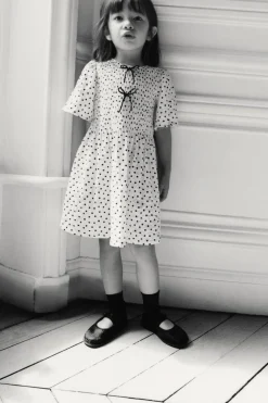 VESTIDO TEXTURA BOLINHAS LAÇOS-ZARA Shop
