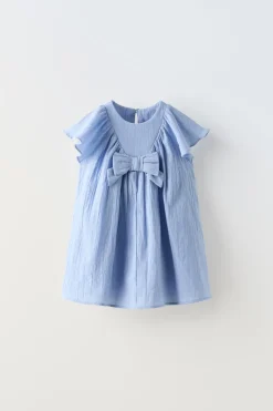 VESTIDO TEXTURA COM LAÇO-ZARA Clearance