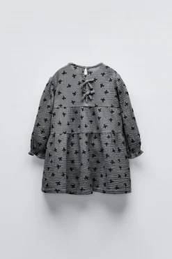 VESTIDO TEXTURA LAÇOS-ZARA Best Sale