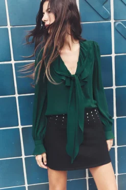 ZARA Saias / Calções^Z1975 MINISSAIA DENIM COM TACHAS Preto