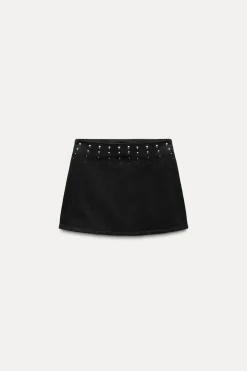 ZARA Saias / Calções^Z1975 MINISSAIA DENIM COM TACHAS Preto