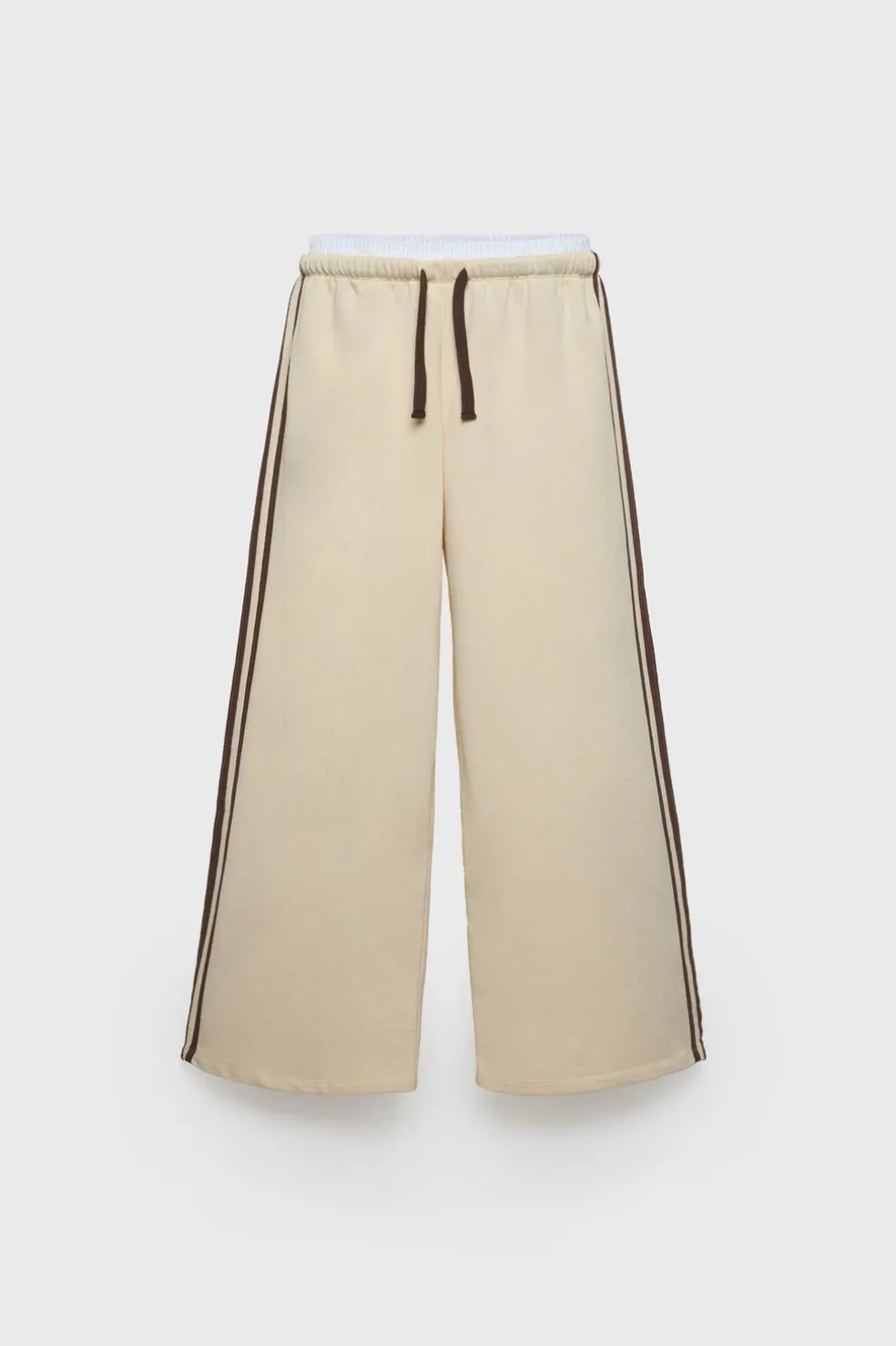 Z3D CALÇAS DE FELPA CINTURA DUPLA COM FAIXAS-ZARA Fashion